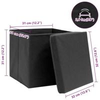 VidaXL Opbergboxen met deksel 4 st 32x32x32 cm stof zwart - thumbnail