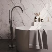 Brauer Chrome Carving Vrijstaande Vrijstaand Badmengkraan - met Staaf Handdouche - Doucheslang - Chroom - thumbnail