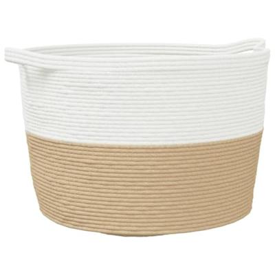 VidaXL Wasmand ø 60x36 cm katoen beige en wit VidaXL Wasmand ø 60x36 cm katoen beige en wit