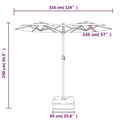 Parasol dubbel dak 316x240 cm groen