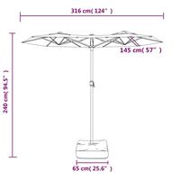 Parasol dubbel dak 316x240 cm zwart - thumbnail