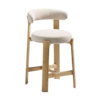 Kave Home Granite barkruk H65 chenille Beige/naturel - thumbnail