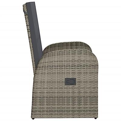 Tuinstoelen verstelbaar 2 st met kussens poly rattan grijs Tuinstoelen verstelbaar 2 st met kussens poly rattan grijs