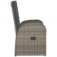 Tuinstoelen verstelbaar 2 st met kussens poly rattan grijs - thumbnail