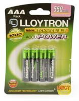 Lloytron B014 Rechargeable Accupower AAA Ni-MH Batteries 550mAh 4 Pack - thumbnail