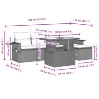 6-delige Loungeset met kussens poly rattan beige - thumbnail
