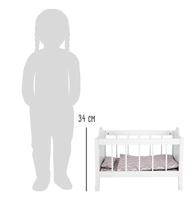 Small Foot houten poppenbed wit met beddengoed strepen, 4dlg. - thumbnail