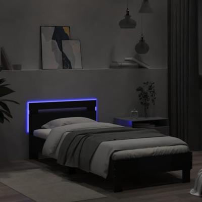Bedframe met hoofdbord en LED-verlichting zwart 75x190 cm Bedframe met hoofdbord en LED-verlichting zwart 75x190 cm