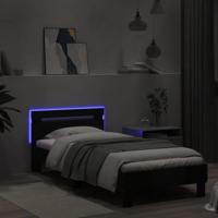 Bedframe met hoofdbord en LED-verlichting zwart 75x190 cm - thumbnail