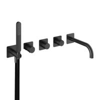 Hotbath Inbouw Badkraan Gal Thermostaatkraan met 2 Stopkranen en Uitloop Geborsteld Gunmetal PVD - thumbnail