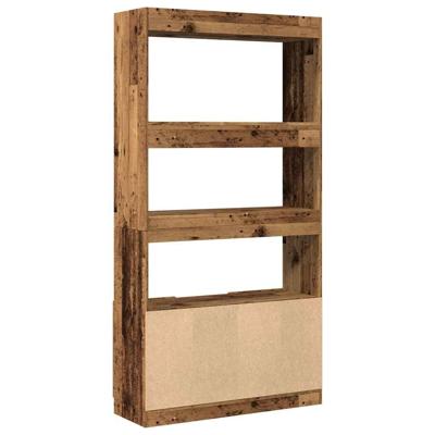 Hoge kast 92x33x180 cm bewerkt hout oud houtkleurig