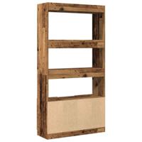 Hoge kast 92x33x180 cm bewerkt hout oud houtkleurig - thumbnail