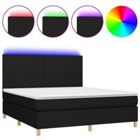 Boxspring met matras en LED stof zwart 180x200 cm - thumbnail