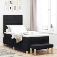 Boxspring bed met matras met hoofdeinde Zwart 100 x 200 cm Stof - thumbnail