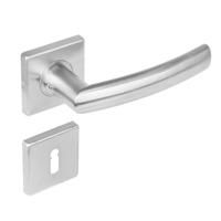 Deurkruk 1248 Blok op rozet vierkant met sleutelgat plaatjes RVS - thumbnail