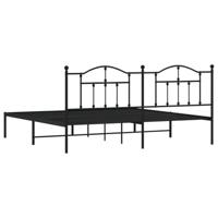 Bedframe met hoofdbord metaal zwart 200x200 cm - thumbnail
