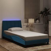 Bedframe met LED zonder matras "Hanko" fluweel blauw 100x200 cm - thumbnail