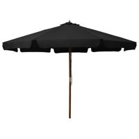 VidaXL Parasol met houten paal 330 cm zwart - thumbnail