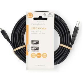 Nedis CCGL60300BK50 Usb-kabel Usb 2.0 Usb-a Male Usb Mini-b 5-pins Male 480 Mbps Vernikkeld 5.00 M Rond Pvc Zwart Label