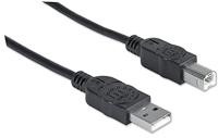 Manhattan USB-kabel USB 2.0 USB-A stekker, USB-B stekker 1.80 m Zwart Vergulde steekcontacten, UL gecertificeerd 333368-CG - thumbnail