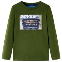 Kindershirt met lange mouwen helmprint 92 donkerkakikleurig - thumbnail
