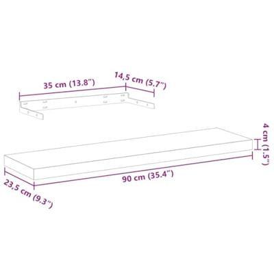 Wandschapppen 4 st 90x23,5x4 cm bewerkt hout Wandschapppen 4 st 90x23,5x4 cm bewerkt hout