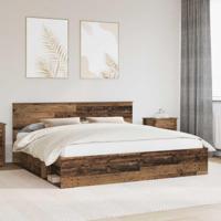 Bedframe met hoofdeinde Oudhout 200 x 200 cm Massief grenenhout - thumbnail