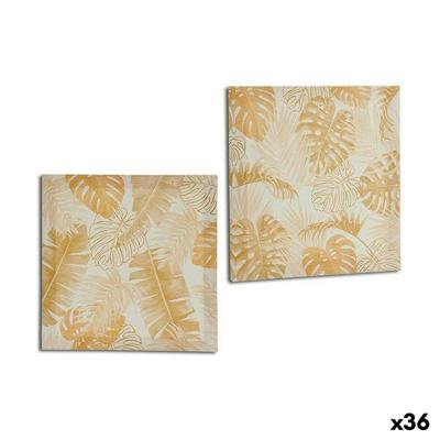 Canvas Blad van een plant Gouden 28 x 28 x 1,5 cm (36 Stuks)