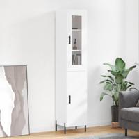 Hoge kast 34,5x34x180 cm bewerkt hout wit - thumbnail