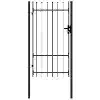 VidaXL Poort met puntige bovenkant enkel 1x1,75 m staal zwart - thumbnail