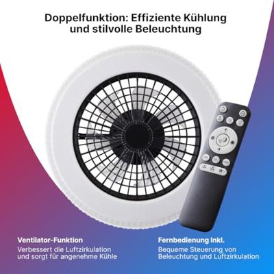 Brilliant Zwarte ventilatorBadria met RGB functie - G60040/06