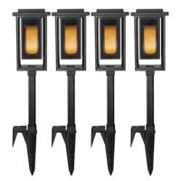 Set van 4 LED Solar Fakkel Tuinlamp Zwart - thumbnail