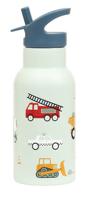 Roestvrijstalen fles voor jongens VOERTUIGEN A Little Lovely Company, 350 ml bleekblauw - thumbnail
