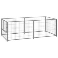 Hondenkennel 200x100x70 cm staal zilverkleurig - thumbnail
