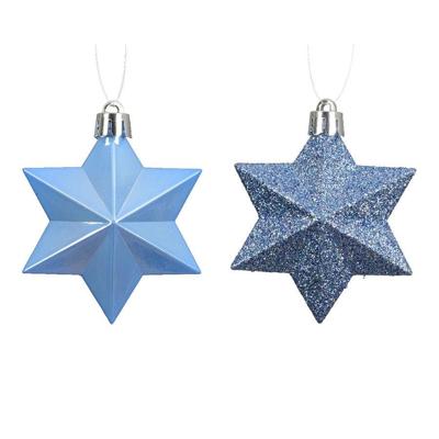 Ster kunststof L9b9h12 cm blauw 12 st Shatterproof Decoris - Decoris Ster kunststof L9b9h12 cm blauw 12 st Shatterproof Decoris - Decoris