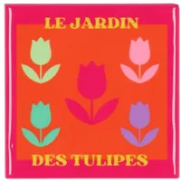 Daan Kromhout Design tegeltje keramiek le jardin des tulipes 10x10cm orange, pink - thumbnail