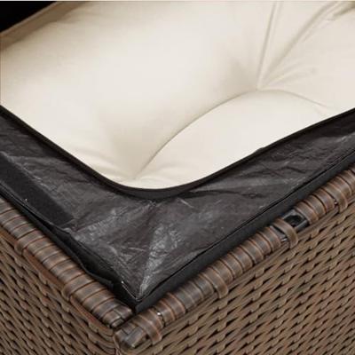 Tuinhoekbank met kussens poly rattan bruin - thumbnail