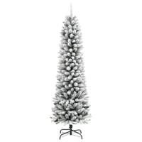 VidaXL Kunstkerstboom met sneeuw smal 150 cm pvc en pe - thumbnail