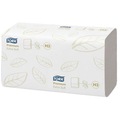 Tork Premium handdoek extra soft, 2-laags, ZZ-fold, systeem H3, wit, 200 sheets, pak van 15 stuks