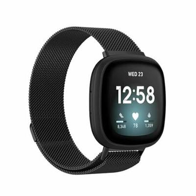 Fitbit Versa 3/4 & Sense 1/2 milanese bandje - Large - Zwart