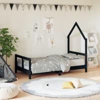 Kinderbedframe 80x160 cm massief grenenhout zwart - thumbnail