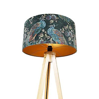 QAZQA Moderne vloerlamp hout stoffen kap pauw 50 cm - Tripod Classic QAZQA Moderne vloerlamp hout stoffen kap pauw 50 cm - Tripod Classic