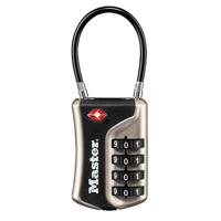 Hangslot masterlock 4-cijfer tsa flex zwart 35mm - thumbnail