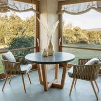 Kave Home Ronde Tuintafel 'Shanelle' houten onderstel, Ø120cm, kleur Grijs - thumbnail