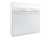 Opklapbed CONCEPTION 140x200 cm mat wit (horizontaal) met opzetkast met matras - thumbnail