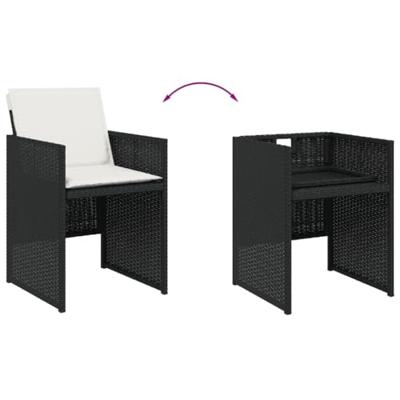 11-delige Tuinset met kussens poly rattan zwart