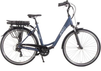 AMIGO E Alvor D2 28 Inch 50 cm Dames 7V V Brakes Matblauw AMIGO E Alvor D2 28 Inch 50 cm Dames 7V V Brakes Matblauw