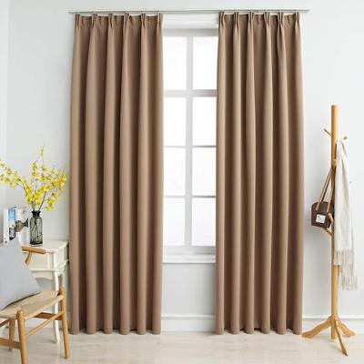 Gordijnen verduisterend met haken 2 st 140x225 cm taupe