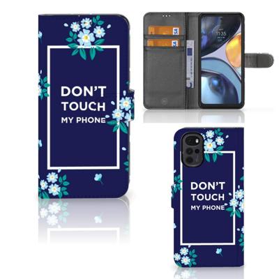 Motorola Moto G22 Portemonnee Hoesje Flowers Blue DTMP Motorola Moto G22 Portemonnee Hoesje Flowers Blue DTMP