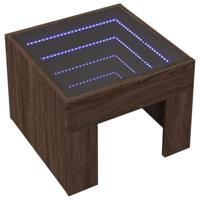 Nachtkastje met Infinity LED 40x40x30 cm bruin eikenkleurig - thumbnail